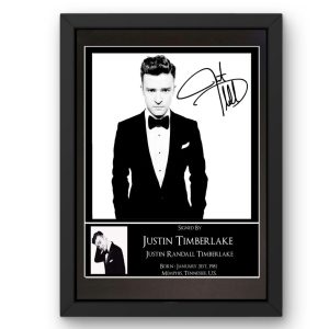 Justin Timberlake Black & White Signed Display