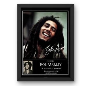 Bob Marley Signed Display framed photo print