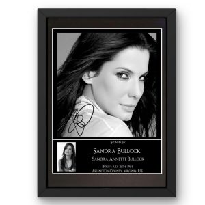Sandra Bullock Black & White Signed Display