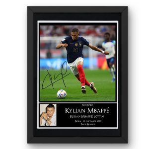 Kylian Mbappe Signed Display framed photo print