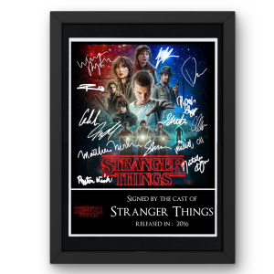 Stranger Things Cast Poster Version 1 Signed Display