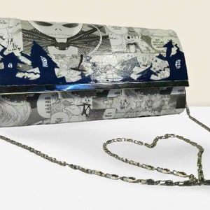 Nightmare Before Christmas Manga Comic Clutch Purse - Unique and Handmade Decoupaged Gift for Women, Weddings, Birthdays, and Geeks